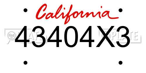 43404X3 California License Plate