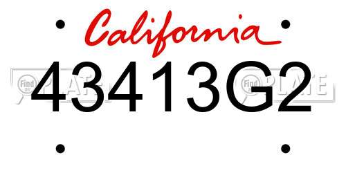 43413G2 California License Plate