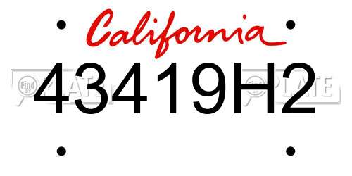 43419H2 California License Plate