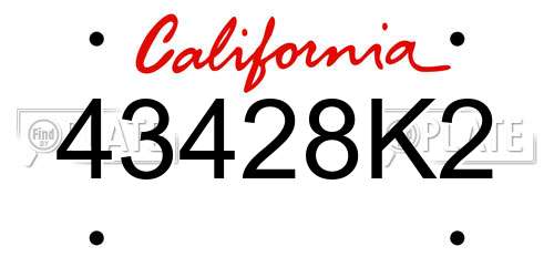 43428K2 California License Plate