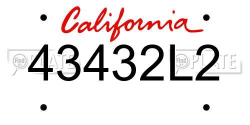 43432L2 California License Plate