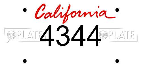 4344 California License Plate