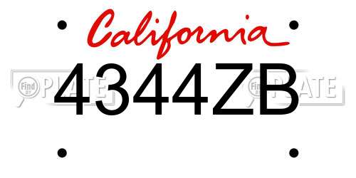 4344ZB California License Plate