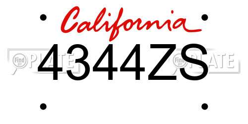 4344ZS California License Plate