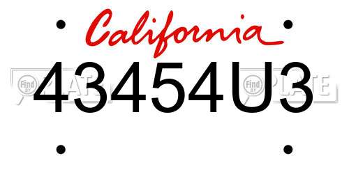 43454U3 California License Plate