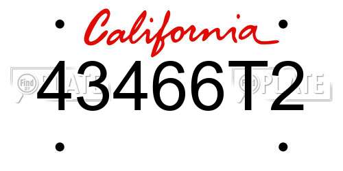 43466T2 California License Plate