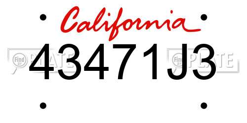 43471J3 California License Plate