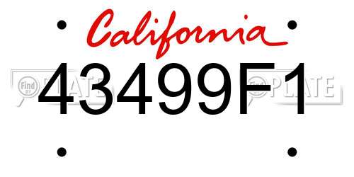 43499F1 California License Plate