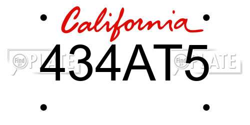 434AT5 California License Plate