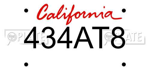 434AT8 California License Plate