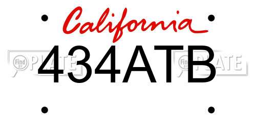434ATB California License Plate