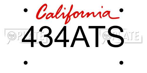 434ATS California License Plate
