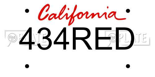 434RED California License Plate