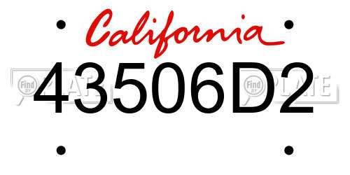 43506D2 California License Plate
