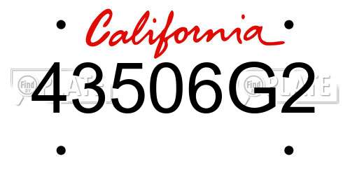 43506G2 California License Plate