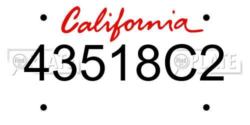 43518C2 California License Plate