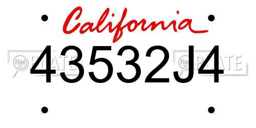 43532J4 California License Plate
