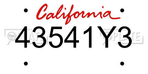 43541Y3 California License Plate