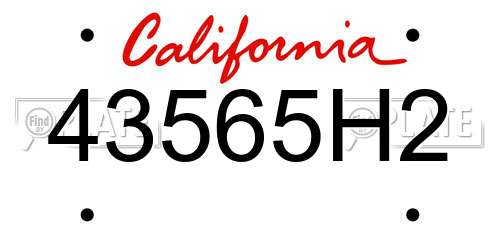 43565H2 California License Plate
