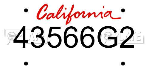 43566G2 California License Plate