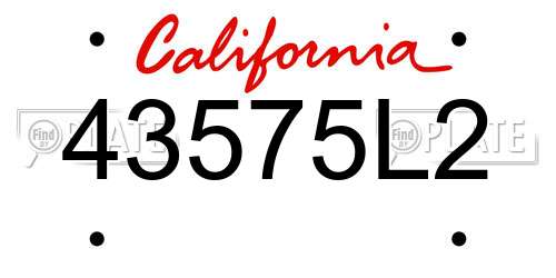 43575L2 California License Plate