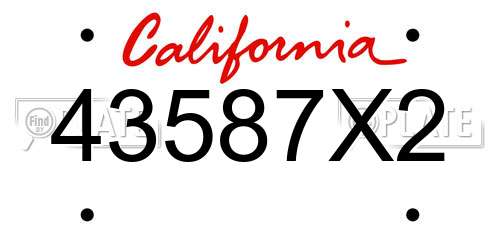 43587X2 California License Plate