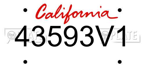 43593V1 California License Plate