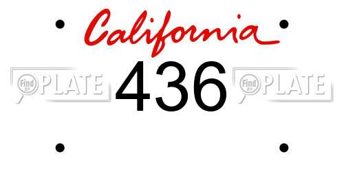 436 California License Plate