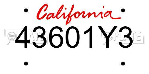 43601Y3 California License Plate