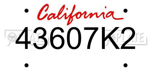 43607K2 California License Plate