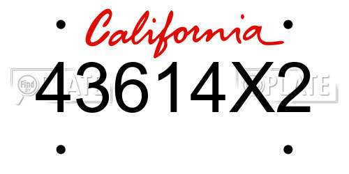 43614X2 California License Plate