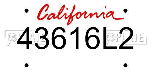 43616L2 California License Plate