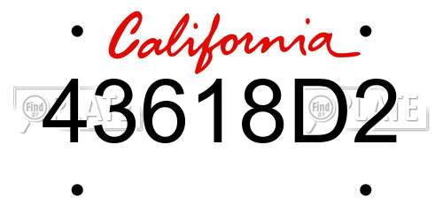 43618D2 California License Plate