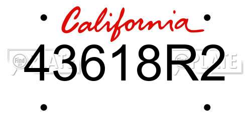 43618R2 California License Plate