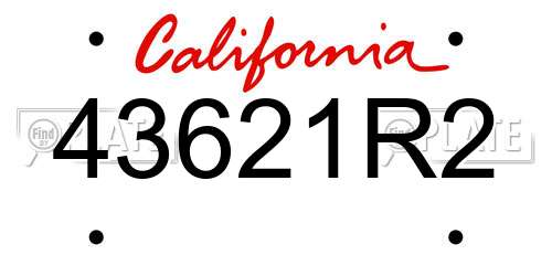 43621R2 California License Plate