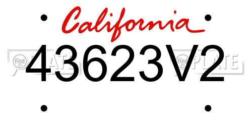 43623V2 California License Plate