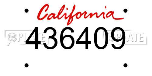 436409 California License Plate