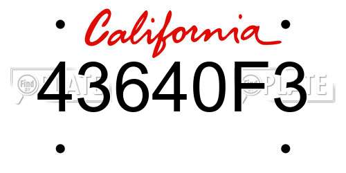 43640F3 California License Plate