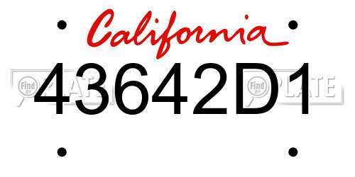 43642D1 California License Plate