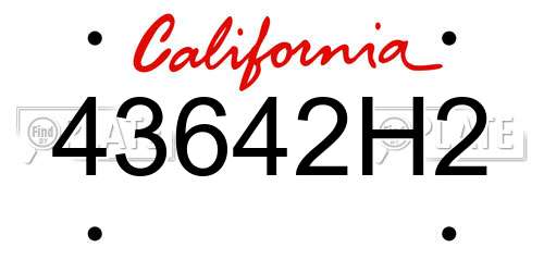 43642H2 California License Plate