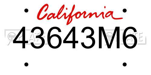 43643M6 California License Plate