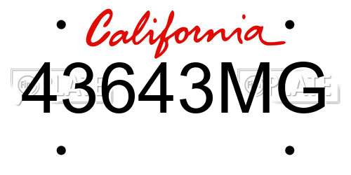43643MG California License Plate