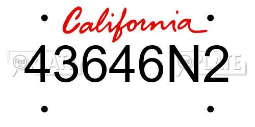 43646N2 California License Plate