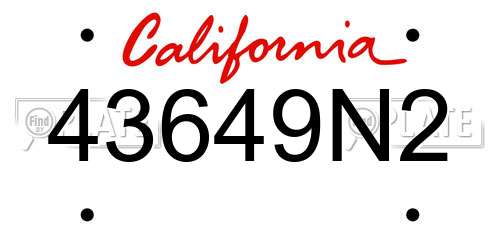 43649N2 California License Plate