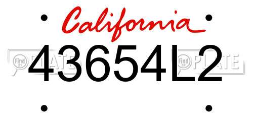 43654L2 California License Plate