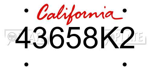 43658K2 California License Plate