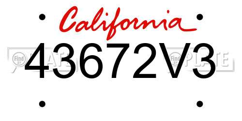 43672V3 California License Plate