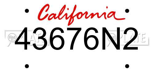 43676N2 California License Plate