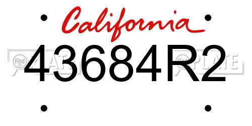 43684R2 California License Plate