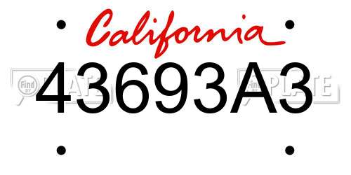 43693A3 California License Plate